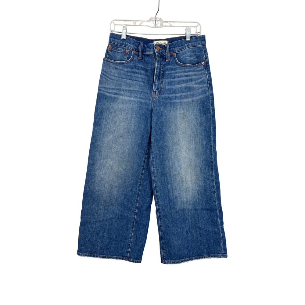 Madewell Wide-Leg Crop Jeans High Rise Medium Wash Blue Denim Women's Size 28